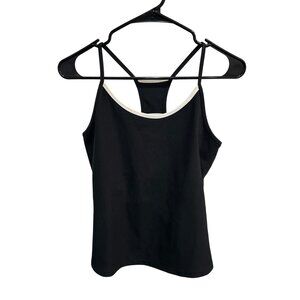 Avia Black With White Contrast Trim Racerback Tank Top Size Large Comfy Athletic